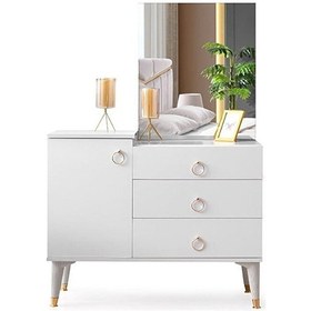 Resim Palermo Şifonyer-makyaj Masası-aynalı-beyaz-3 Çekmeceli-1 Kapaklı 