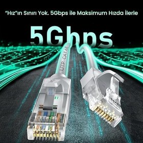Resim VegGieg CAT6e 1000Mbps UTP RJ45 Gigabit Ethernet Kablosu 25 Metre 