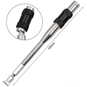 Resim Geeroyoo 145mm Uzunlukta Otomatik Kilitleme Özelliği Hexagon Saplı Elektrikli Matkap Uzatma Kolu Gümüş-siyah 