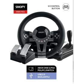 Resim Snopy V5H PRO XBOX ONE S/PS4/PS3/PC/SWITCH Metalik Pro Oyuncu Direksiyonu 