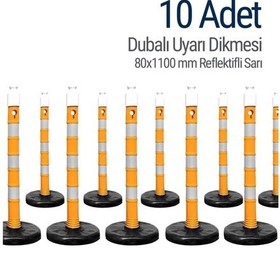 Resim İleri Trafik Dubalı Uyarı Dikmesi 534230907 80 x 1100 MM Reflektifli 10'lu Set 