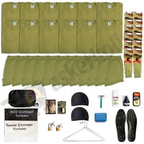 Resim Temel Askeri Malzeme Paketi - Bedelli Acemi Asker Seti 12'li Haki 