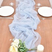 Resim İnci Süslemeli Şık Mavi Tül Masörtü - Paskalya, Düğünler, Doğum Günü ve Brunch Dekorasyonları için Mükemmel, Polyester Kumaş, Dikdörtgen Şekil, Sevgili Masası ve Parti Dekoru için İdeal, Parti Masası Dekoru | Şık Masa Ayarı | Dayanıklı Polyester 