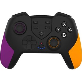 Resim Mufunye Çift Motorlu Titreşim Fonksiyonlu Kablosuz Bt Gamepad Jiroskop Fonksiyonu Switch/switch Lite Host Mor Ve Turuncu İle Uyumlu 