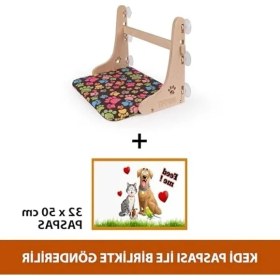 Resim Vantuzlu Kedi Cam Yatağı, Cama Asılan Tasarım, Ahşap Yapı 