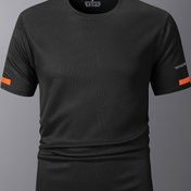 Resim Erkekler için Hızlı Kuruyan Ice Sliky Fiber Atletik Tişört - Spor Salonu, Koşu ve Yaz Sporları için Kontrast Çizgili Nem Emici Antrenman Tişörtü - 4 Renk (Zeytin/Beyaz/Siyah/Lacivert), Antrenman Gömlekleri, Golf Giysileri, Basit Temiz Tasarım, Dayanıklı Spor Kıyafet 
