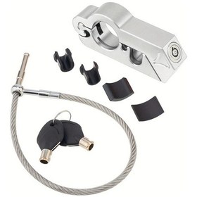 Resim Fochsia Gümüş 1pc Epathchina Çelik Kablolu Motosiklet Kilit Seti Kask Ve Fren Kilidi 