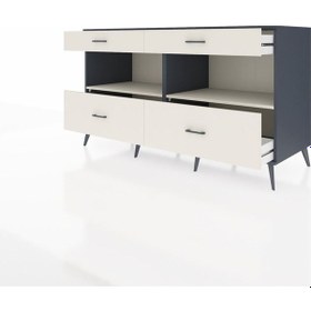Resim Kronos Konsol 2 Raflı 4 Çekmeceli 176x59x99 Antrasit-aytaşı Antrasit-aytaşı 