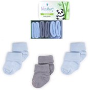 Resim Novibaby 3'lü Bambu Yenidoğan Bebek Çorap I Blue Stone I Kız Erkek Bebek Çorabı 