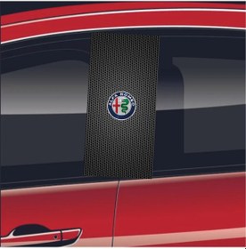 Resim Araç Kapı Direği Kaplama Folyosu Uv 2'li Set- 50x24 Alfa Romeo 