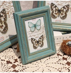 Resim Altın Ve Mavi Retro Tarzı Ev Fotoğraf Çerçevesi Masaüstü Süsleri Resim Çerçevesi Dekoratif Arka Plan Duvar 15.2x20.3cm 