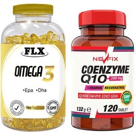 Resim Flx Omega 3 Balık Yağı 180 Softgel & Nevfix Coenzyme Q10 200 Mg K 