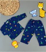 Resim Petite Ponpon Baby Erkek Bebek Lacivert Uzay Desen Uzun Kollu Pijama Takımı 0-24 Ay 