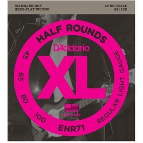 Resim D'Addario ENR71 XL Half Rounds Bas Gitar Tel Seti - 45-100 Regular Light (Profesyonel) | Yarı Yuvarlak Sargı Teknolojisi, Hibrit Çalım Hissiyatı ve Dengeli Frekans Cevabı 