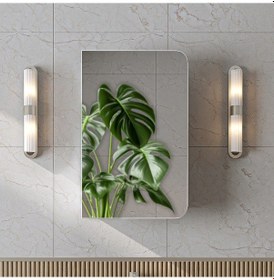 Resim Likya Kulpsuz Tek Kapaklı Aynalı Mdflam 45 Cm Aynalı Banyo Üst Dolabı Beyaz 