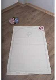 Resim Seccade Naturel Düz Ham Keten Yumuşak Iç Dolgu 70x115 Vav Elif Bej 