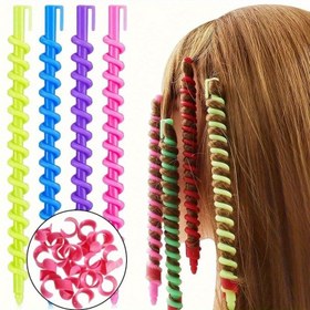 Resim Set of Spiral Curlers, Basit Kendin Yap Stil, Hızlı Saç Dönüşümü, Çoklu Canlı Renklerde Mevcut, Normal Saçlar İçin Uygun, Her Cinsiyetin Yetişkinleri İçin Saç Araçları. 
