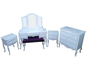 Resim Bengi Ticaret Makyaj 13726 Masa Dresuar 7Çekm Ahşap Kayın Aslan Ayak Kırmızı Boya Yan Açıl Ayna 