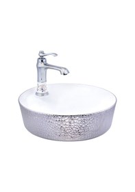 Resim İsaoğlu Yapı Çanak Lavabo Beyaz Gri Yuvarlak Çanak Lavabo Banyo Seramik Lavabo 43x43 Armatür Hariçtir Beyaz 