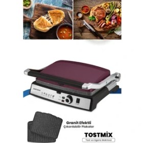 Resim Goldmaster Tostmix Mürdüm Paslanmaz Çelik 2000 Watt Granit Çıkarılabilir Plakalı Tost ve Izgara Makinesi 