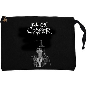 Resim Alice Cooper Face Siyah Clutch Astarlı Cüzdan / El Çantası - Siyah 