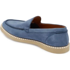 Resim Tergan Mavi Hakiki Nubuk Deri Erkek Loafer - E24I1AY56641-F58 