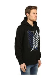 Resim Bant Giyim - Attack On Titan Siyah Kapşonlu Erkek Sweatshirt Siyah 