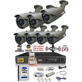 Resim IDS 7 Kameralı 5 Mp Lensli 1080P Full HD Kamera Seti - Gece Görüşlü - Su Geçirmez - Cepten İzle 