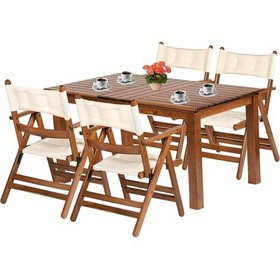 Resim Marmaris Ahşap Bahçe Balkon Seti: 80X140 Sabit Masa + 4 Sandalye (553272459) 