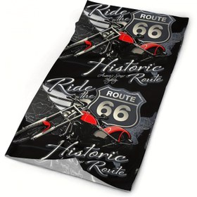 Resim Route 66 Motosiklet Sürme Bandanası - Sıcak, Rüzgar Geçirmez Boyun Atkısı, Yürüyüş & Otoyol Seyahatleri için Vintage Tasarım, Nefes Alabilen Polyester-Spandex Karışımı, Elde Yıkanabilir, Dış Mekan Boyun Koruma|Route 66 Teması|Nefes Alabilen Kumaş 