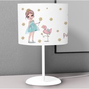 Resim instababyrooms Beyaz Prenses Ve Pırıltı Desenli Çocuk Odası Dijital Baskılı Çocuk Odası Masaüstü Abajur Avize 