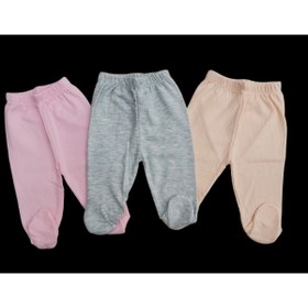 Resim özdemirli bebe Bebek Patikli Alt Hava Alır Kumaş Düz Renk (3 Lü Paket Gri-somon-pembe) 