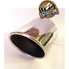 Resim 120 Mm. Eğimli Kesim Yuvarlak Çıkış Paslanmaz Krom Sessiz Eksoz Ucu 1 Adet 