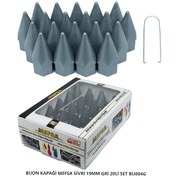 Resim Bijon Kapağı Sivri 19 Mm Gri 20 Li Set 