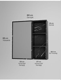 Resim Tek Kapaklı Aynalı Banyo Dolabı Çok Amaçlı Banyo Dolabı Siyah 