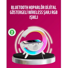 Resim Kablosuz Şarjlı LED Masa Lambası Çalar Saat ve Beyaz Gürültü Özellikli 
