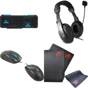 Resim Everest Tkz-6825 Yeşil Klavye Mouse Kulaklık Bloody Gaming Mouse Pad Set 