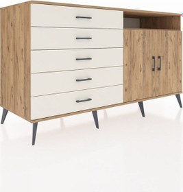 Resim Kronos Konsol 2 Raflı 5 Çekmeceli 2 Kapaklı 176x59x99 Çam-çam/ayt Çam-çam/aytaşı 