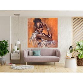 Resim HDART Düşünen Afrikalı Zenci Kadın Kanvas Tablo Tablosu 