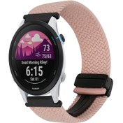 Resim Garmin Forerunner 255 22mm Manyetik Toka Örgülü Saat Bandı İçin Pembe 