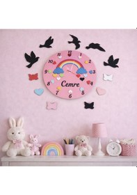 Resim Genç Kız Odası Duvar Saati Kişiye Özel Modern Ve Şık No10035 Çok Renkli 