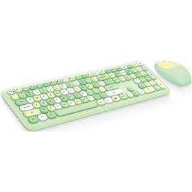Resim Mofii 666 Klavye Mouse Kombosu Kablosuz 2.4g Karışık Renk 110 Tuşlu Klavye Mouse Seti Yuvarlak Punk Tuş Başlıkları İle Kız Yeşil 