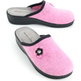 Resim Gezer Butterfly Kadın Kışlık Keçe Rahat Taban Ev Bahçe Terlik 