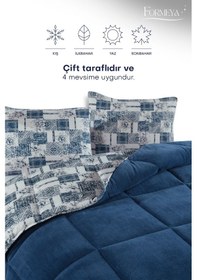 Resim Battal Wellsoft Yorgan Çift Taraflı Yastık Kılıflı 215x235 Cm Mavi 
