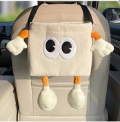 Resim Dashanshop Beyaz 2si 1 Arada Araç Çöp Kutusu Ve Mendillik Şirin Yüz Desenli Kompakt Otomobil Organizer 