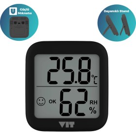 Resim Vıt 4'lü Iç Mekan Dijital Isı ve Nem Ölçer Siyah Termometre BVT17-03 