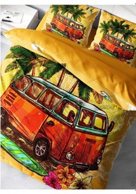 Resim Retro Tek Kişilik 3 Parça Antibakteriyel Nevresim Takımı 