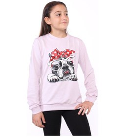 Resim Toontoy Kids Toontoy Kız Çocuk Relax Fit Bisiklet Yaka Baskılı Sweatshirt - 2 İplik Lila 
