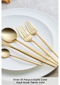 Resim Karaca Orion Gold 6 Kişilik 30 Parça Çatal Kaşık Bıçak Takımı 