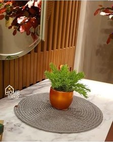 Resim Doğal Jüt Desenli Hasır Amerikan Servis Supla 33x33 Gri 